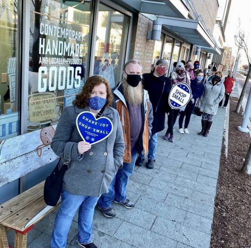 Shoppers lined up for small business Saturday at Homespun
