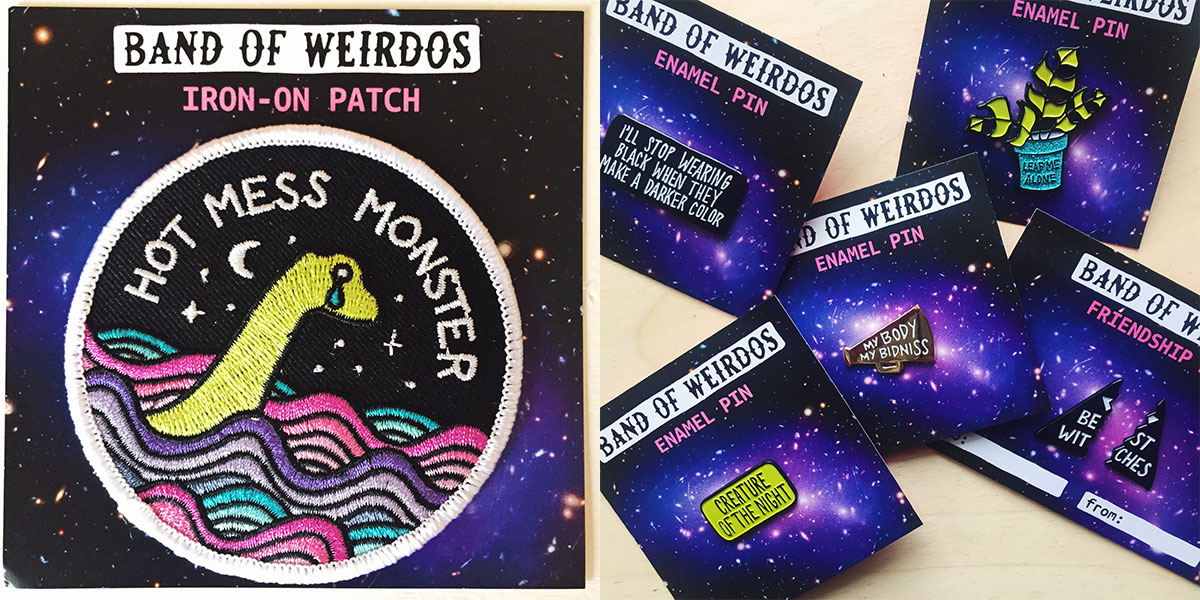 Band of weirdos Iron-on patches and pins available at Homespun: Modern Handmade.